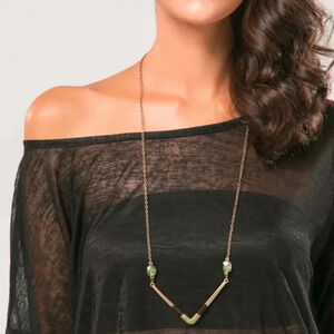 New Boho Gold Twine Wrapped Natural Stone Statement Necklace